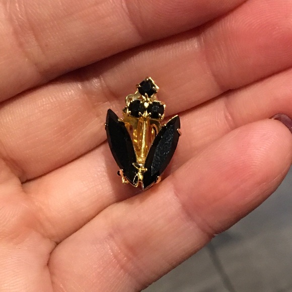 VINTAGE earrings Art Deco floral clips 1940’s look - Picture 7 of 8